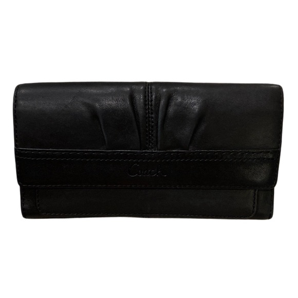 COACH SOHO PLEATED BLACK LEATHER TRI-FOLD WALLET / VINTAGE 2004 - Picture 2 of 10